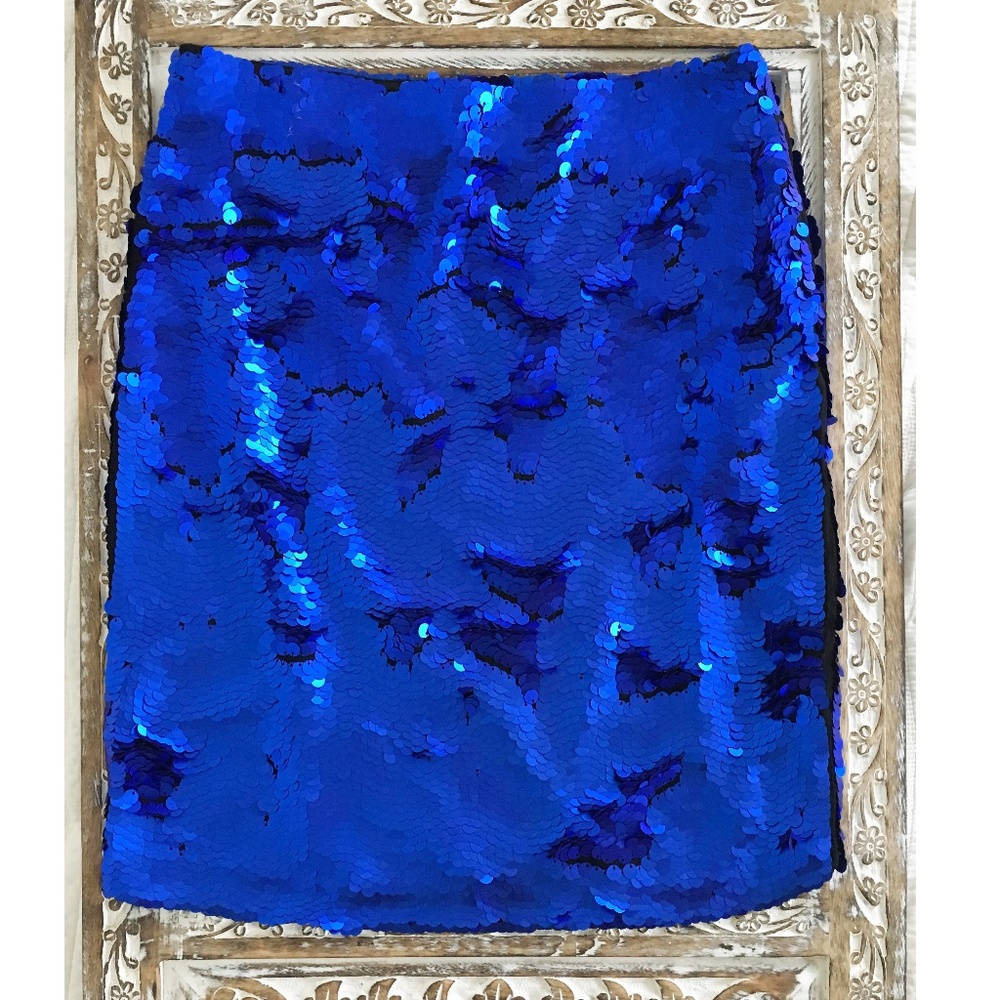 Zara bright Blue Sequence pencil skirt